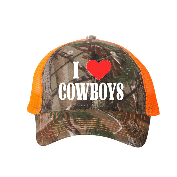 I Love Cowboys Camo Trucker Hat